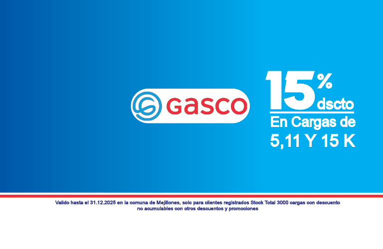 APROVECHA 15% DESCUENTO GAS.